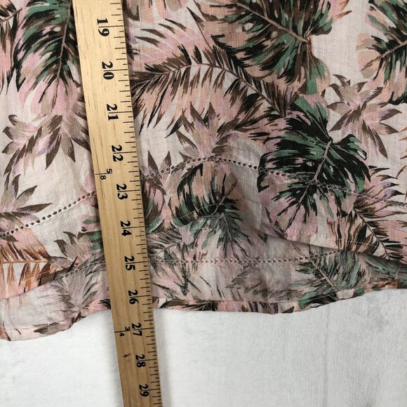 J. JILL Love Linen Top Women's Sz M Tropical Tunic Pullover V-Neck 3/4 Flutter - Picture 7 of 11